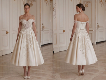Abito da Sposa Lunghezza Tè per Matrimonio Civile