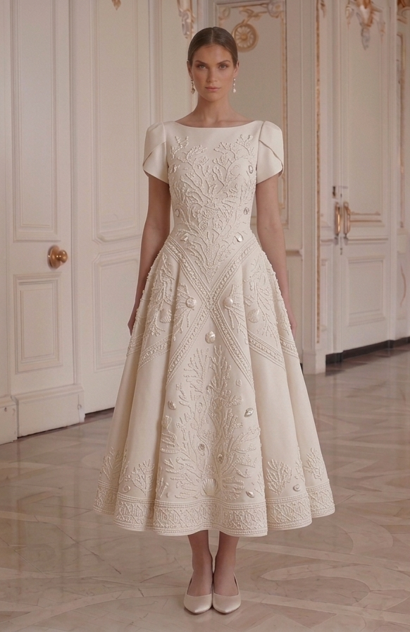 Brautkleid in Tea-Länge für Hochzeiten am Reiseziel