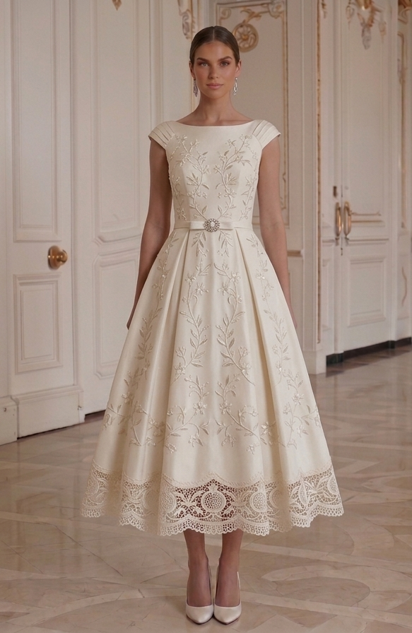 Brautkleid in Tea-Länge für intime Hochzeiten
