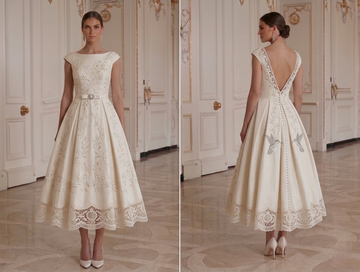 Robe de mariée longueur thé pour mariage intime