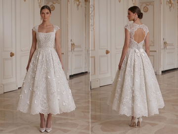Brautkleid in Tea-Länge für luxuriöse Hochzeiten