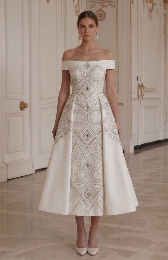 Tea Length Wedding Dress For Modern Bride Elegant Style