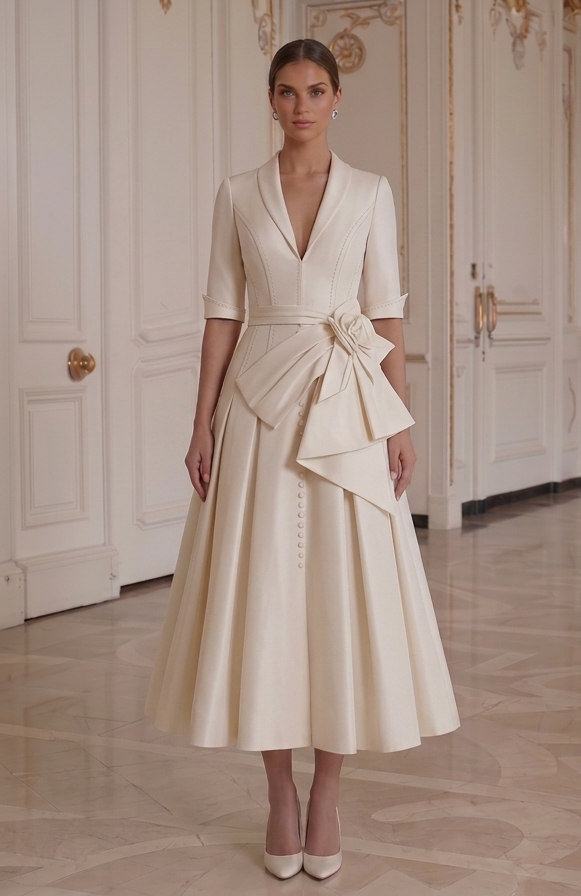 Tea Length Wedding Dress For Petite Bride Tailored Style