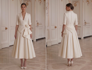 Tea Length Wedding Dress For Petite Bride Tailored Style