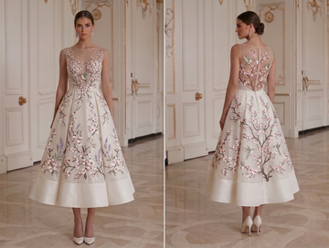 Robe de mariée longueur thé pour mariage de printemps