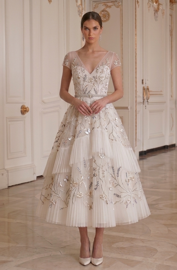 Brautkleid in Tea-Länge für Sommerhochzeit