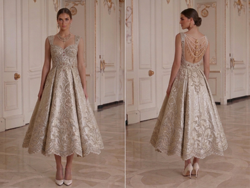 Brautkleid in Tea-Länge für traditionelle Hochzeit