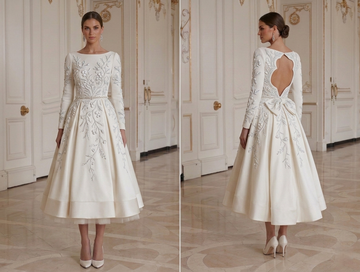 Tea Length Wedding Dress For Winter Wedding Bridal