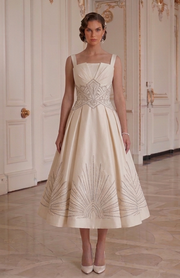 Tea Length Wedding Dress Old Hollywood Style Bridal