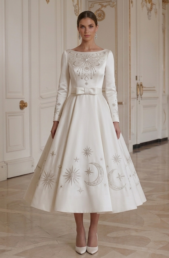 Tea Length Wedding Dress Retro 1950s Style Bridal