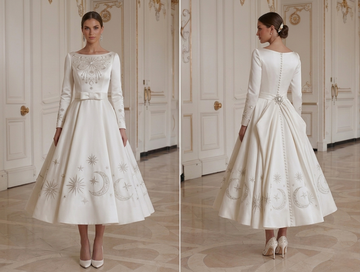 Brautkleid in Tea-Länge im Retro-Stil der 1950er Jahre