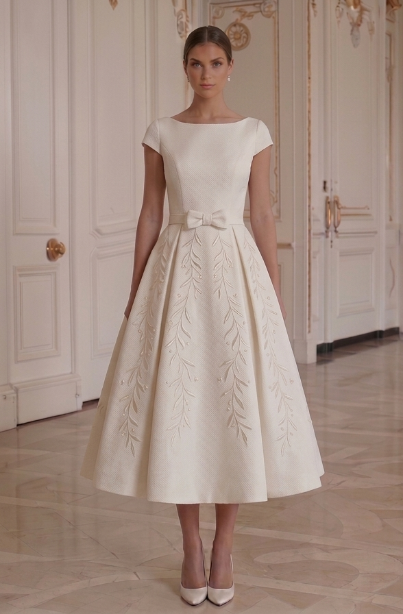 Tea Length Wedding Dress Simple Elegant Bridal Style