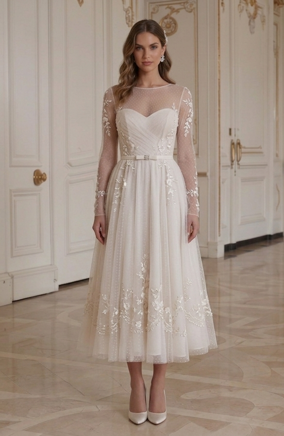 Tea Length Wedding Dress Soft Romantic Bridal Style