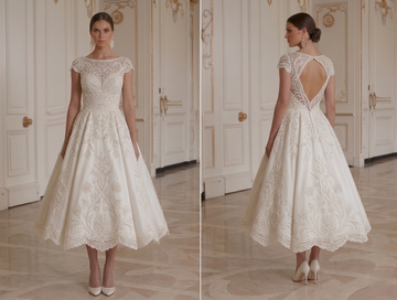 Brautkleid in Tea-Length-Länge Zeitloses Brautkleid in Tea-Length-Länge
