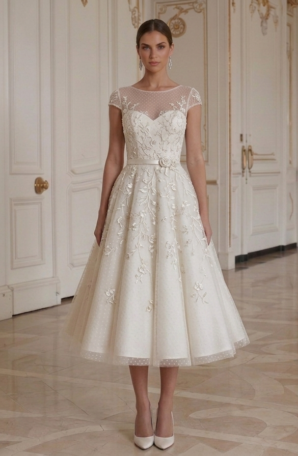 Tea Length Wedding Dress Vintage Inspired Bridal