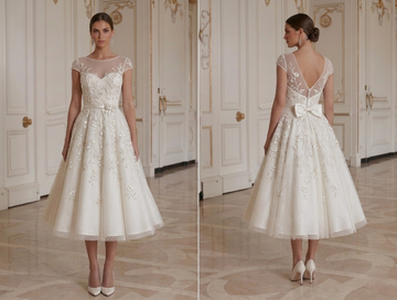 Brautkleid in Tea-Länge, Vintage-inspiriert