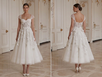 Brautkleid in Teelänge mit integriertem Halt