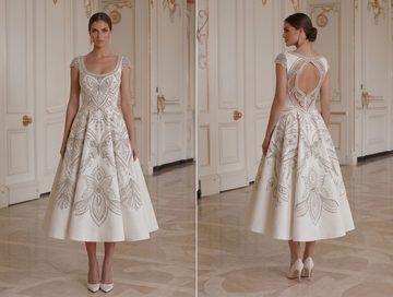 Brautkleid in Tea-Länge mit Schlüsselloch-Rücken-Detail