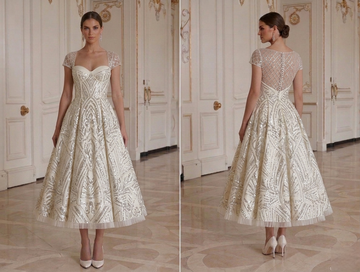 Tea Length Wedding Dress With Sequin Detail Bridal