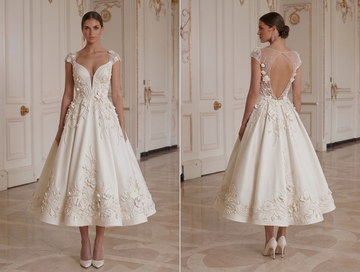 Tea Length Wedding Dress With V Neck Bridal Style