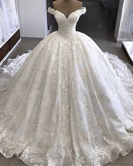 Julia Kui Luxuries Gorgeous Ball Gown Wedding Dresses Off The Shoulder Princess With Count Train Bride Dress