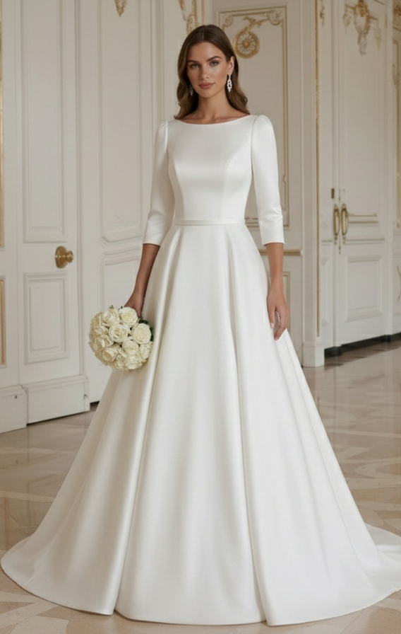 Vintage Princess Wedding Dress Button Back Classic Bridal