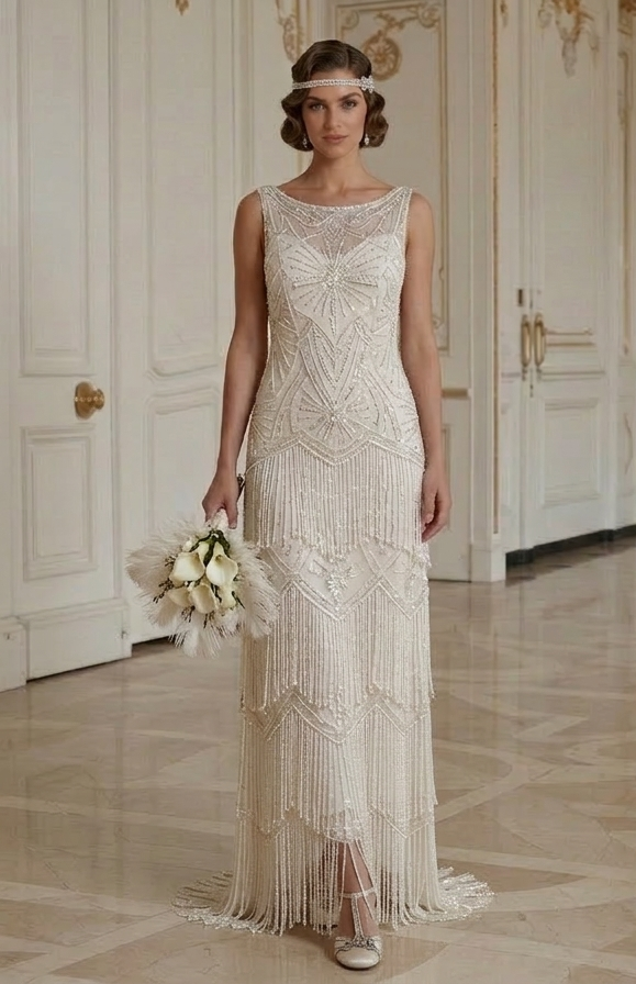 Vintage Hochzeitskleid, 1920er Jahre Flapper-Stil