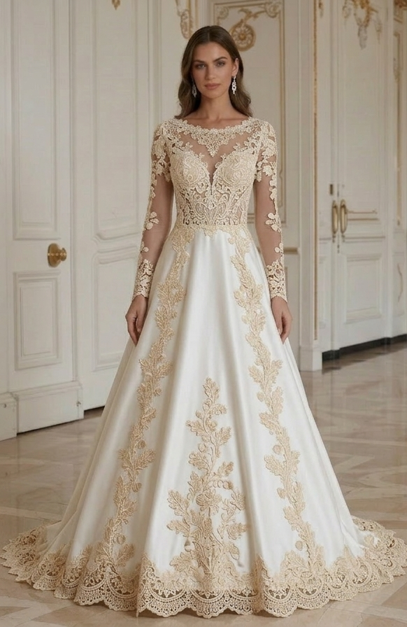 Rochie de mireasă vintage pentru nuntă de toamnă în stil dantelă