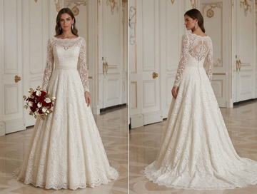 Rochie de mireasă vintage pentru nuntă formală, clasică