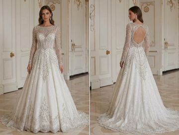 Robe de Mariée Vintage Perles en Cristal Glamour