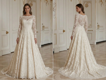 Vintage Hochzeitskleid mit Spitzenüberzug