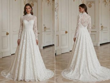 Vintage Hochzeitskleid mit langen Ärmeln Spitzen-Brautmode