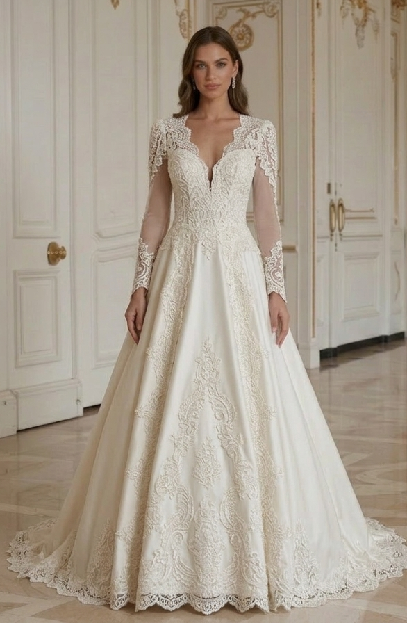 Rochie de mireasă vintage cu design tradițional de nuntă
