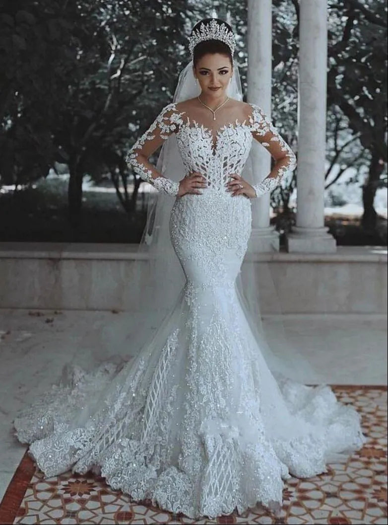 Mermaid Cut Wedding Dress Luxury 2022 New Collection Wedding Dresses for Women Bride Robe Brides Party Formal Female Guest Ivory