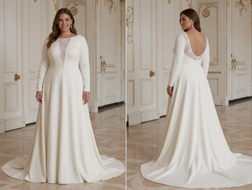 Hääpuku Curvy-tyyppisille Naisille Mukavasta Joustavasta Kankaasta