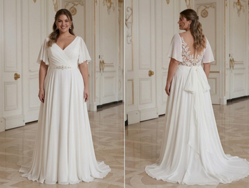 Brudekjole for plus size-brud med romantisk ryggdetalj