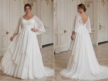 Vestido de Noiva para Noiva Plus Size com Saia Fluida e Suave