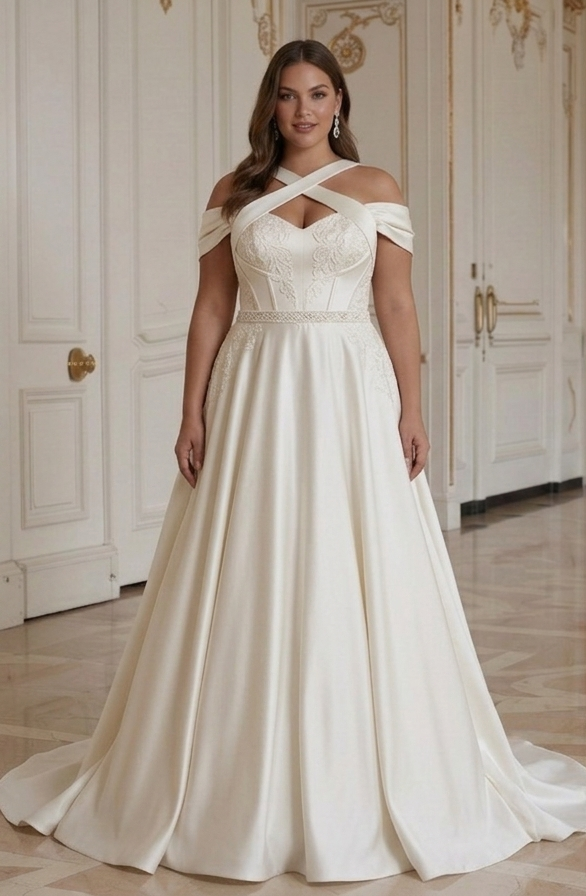 Hochzeitskleid für Plus-Size-Braut mit strukturiertem Stützmieder