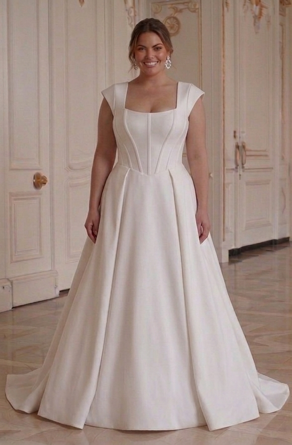 Brudklänning med korsettstöd för plusstorleksbrudar Elegant passform