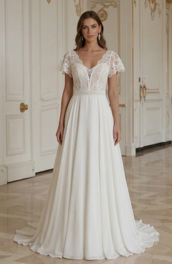 Rochie de mireasă albă pentru plajă în stil clasic