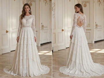 Weißes Boho-Hochzeitskleid im Bohemian-Brautstil