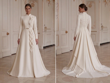 Witte trouwjurk met lange mouwen Klassieke bruidsstijl