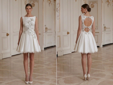 White Mini Bridal Dress Classic Short Wedding Style