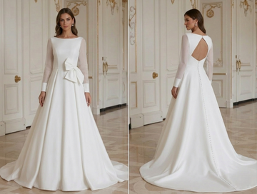 Vestido de Novia Minimalista Moderno Blanco Clásico
