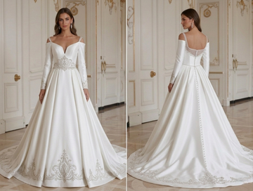 Robe de mariée princesse blanche satin royale