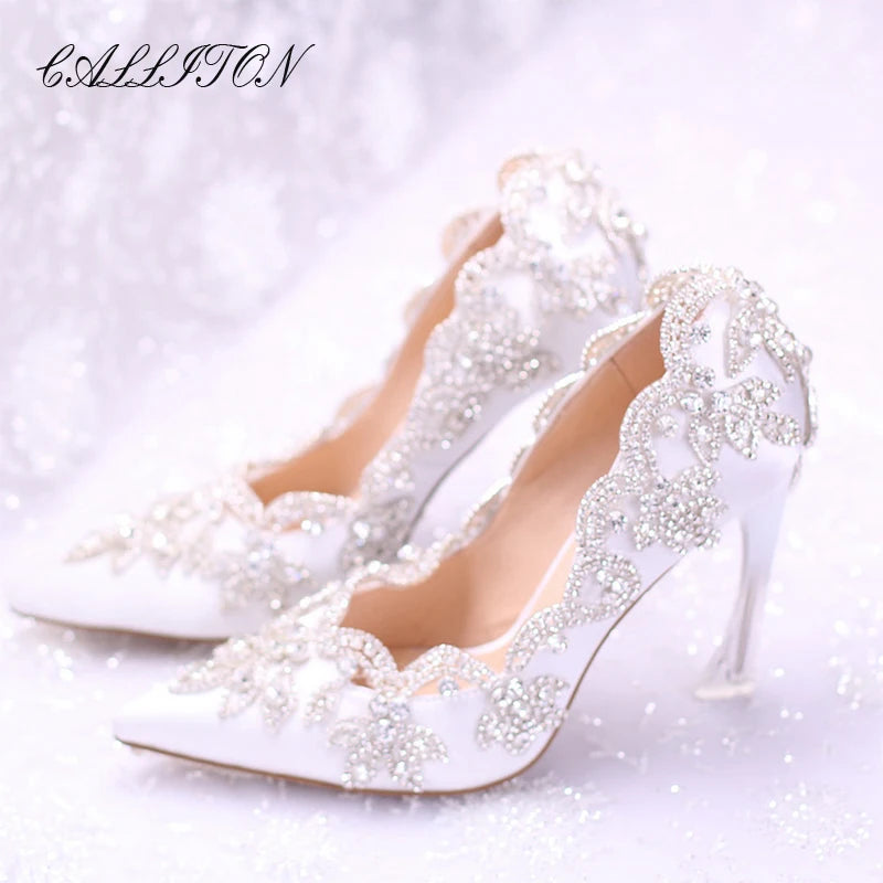 Women Shoe Pointy Water Drill Banquet Party Birthday Bridal Wedding Shoes Fashion Sexy High Heel Ladies Shoe 2023 Sarah Houston