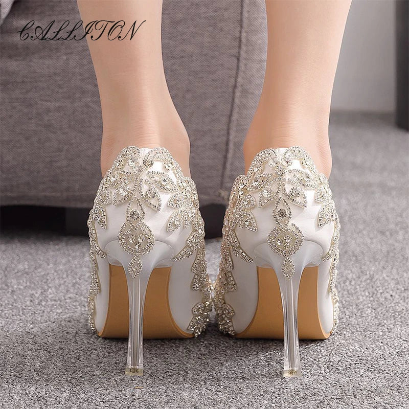 Women Shoe Pointy Water Drill Banquet Party Birthday Bridal Wedding Shoes Fashion Sexy High Heel Ladies Shoe 2023 Sarah Houston