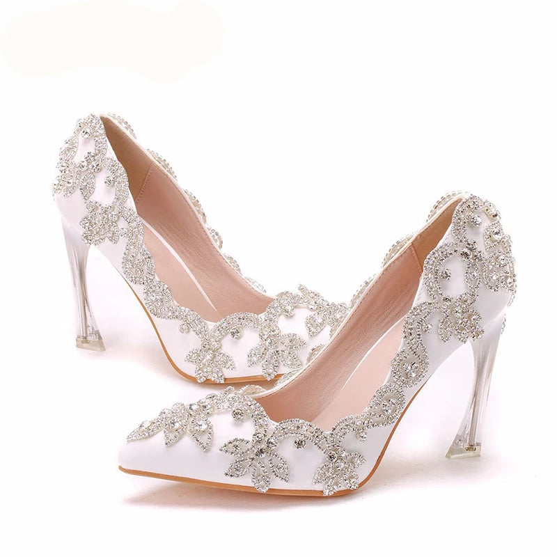 Women Shoe Pointy Water Drill Banquet Party Birthday Bridal Wedding Shoes Fashion Sexy High Heel Ladies Shoe 2023 Sarah Houston