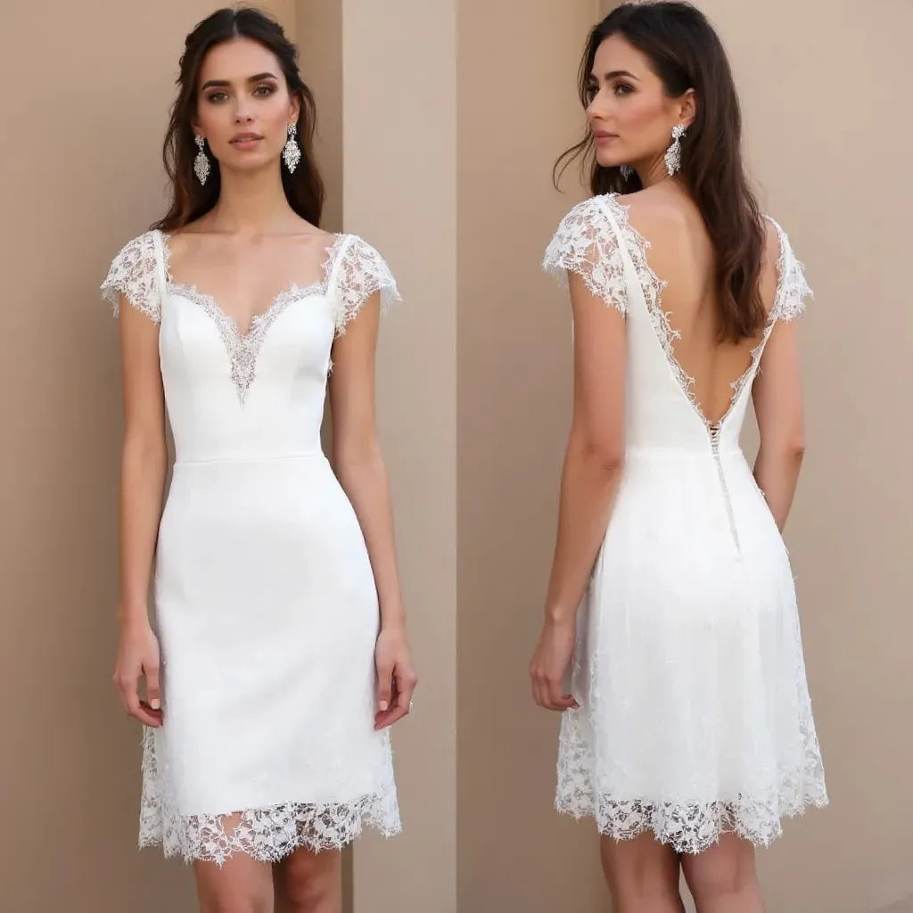 Short Wedding Dress with Feminine Touches for a Graceful Look