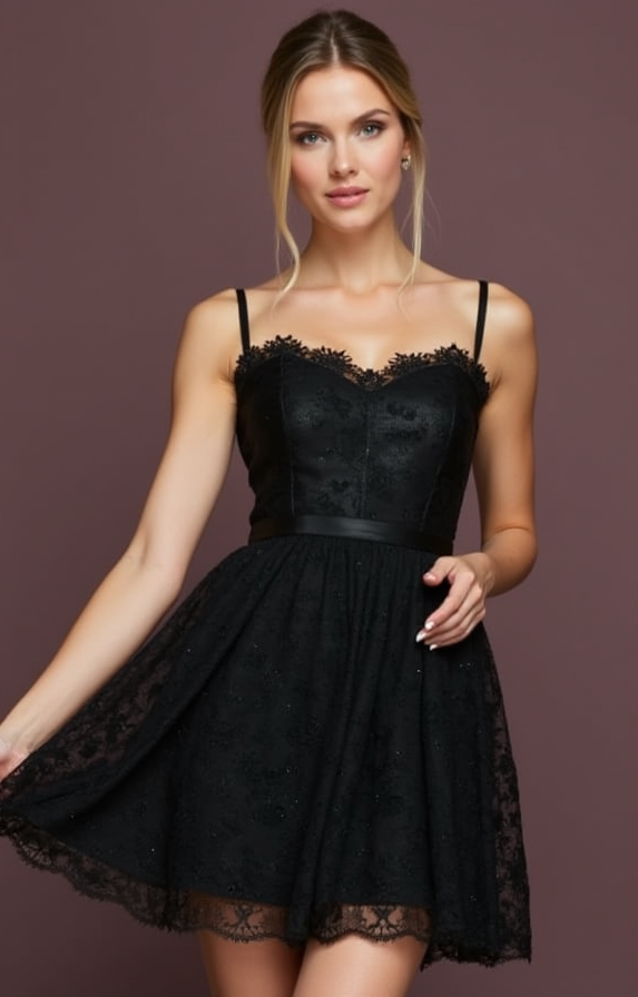 Sophisticated Black Evening Dress and Prom Gown with a Sparkling Waistline for Extra Shine